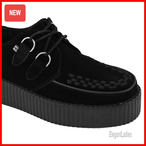 Platform Oxford Shoes with Memory Foam Insole, Suede Lace-Up Creepers - Picture 5 of 6